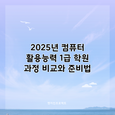 2025년 컴퓨터 활용능력 1급 학원 과정 비교와 준비법