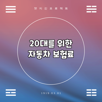 20대를 위한 자동차 보험료