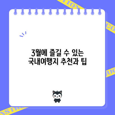 3월에 즐길 수 있는 국내여행지 추천과 팁