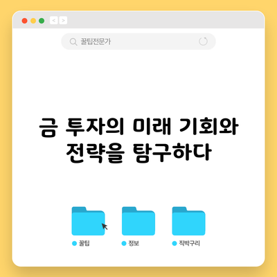 금 투자의 미래: 기회와 전략을 탐구하다