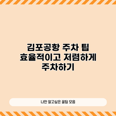 김포공항 주차 팁: 효율적이고 저렴하게 주차하기