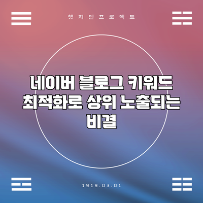 네이버 블로그 키워드 최적화로 상위 노출되는 비결