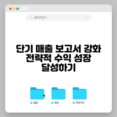 단기 매출 보고서 강화: 전략적 수익 성장 달성하기