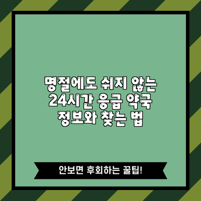 명절에도 쉬지 않는 24시간 응급 약국 정보와 찾는 법