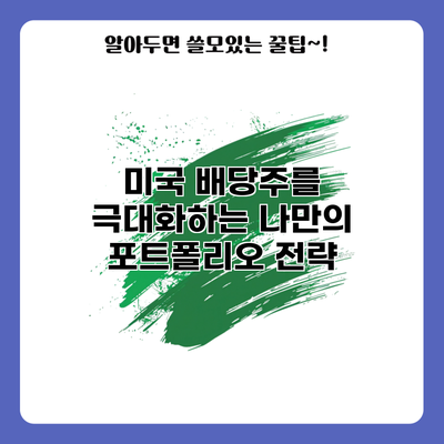 미국 배당주를 극대화하는 나만의 포트폴리오 전략