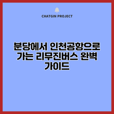 분당에서 인천공항으로 가는 리무진버스 완벽 가이드