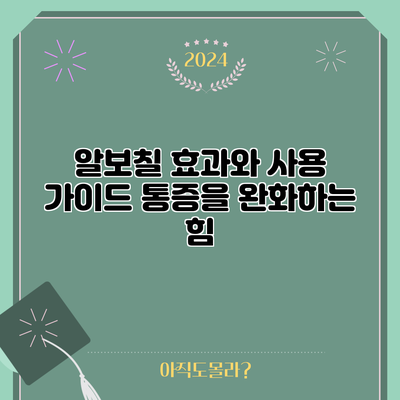 알보칠 효과와 사용 가이드: 통증을 완화하는 힘