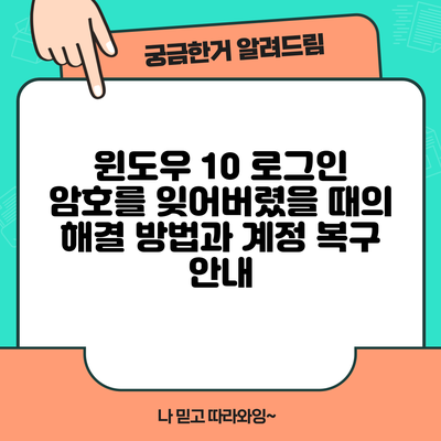 윈도우 10 로그인 암호를 잊어버렸을 때의 해결 방법과 계정 복구 안내