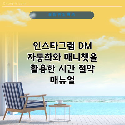 인스타그램 DM 자동화와 매니챗을 활용한 시간 절약 매뉴얼