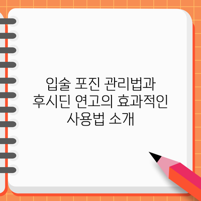 입술 포진 관리법과 후시딘 연고의 효과적인 사용법 소개