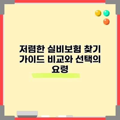 저렴한 실비보험 찾기 가이드: 비교와 선택의 요령