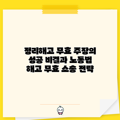 정리해고 무효 주장의 성공 비결과 노동법 해고 무효 소송 전략