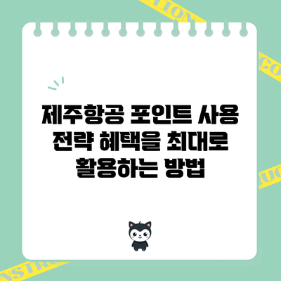 제주항공 포인트 사용 전략: 혜택을 최대로 활용하는 방법