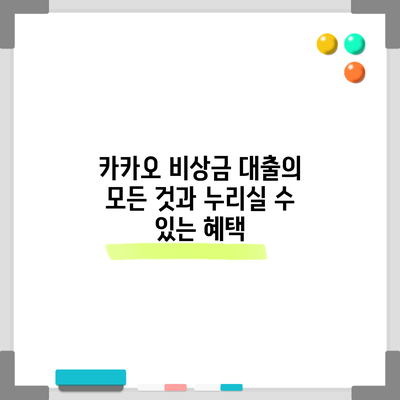 카카오 비상금 대출의 모든 것과 누리실 수 있는 혜택