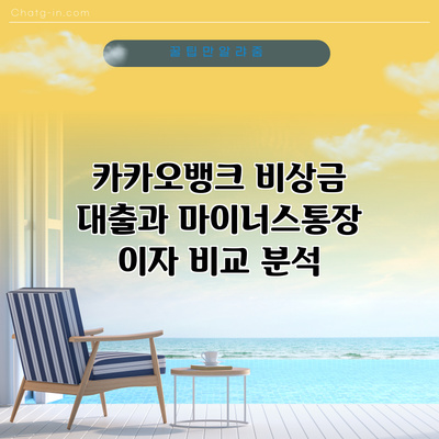 카카오뱅크 비상금 대출과 마이너스통장 이자 비교 분석