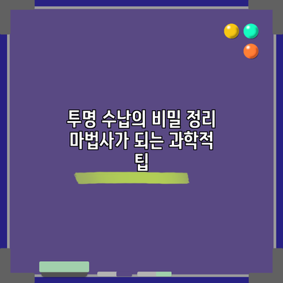 투명 수납의 비밀: 정리 마법사가 되는 과학적 팁