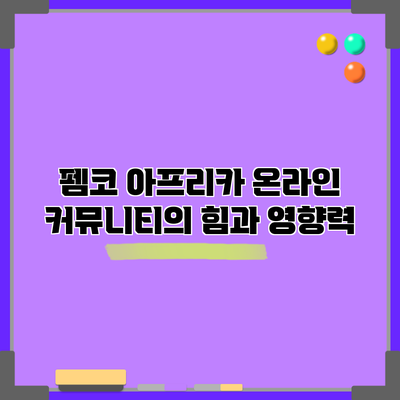 펨코 아프리카: 온라인 커뮤니티의 힘과 영향력