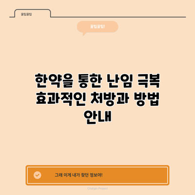 한약을 통한 난임 극복: 효과적인 처방과 방법 안내