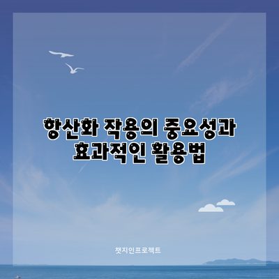 항산화 작용의 중요성과 효과적인 활용법