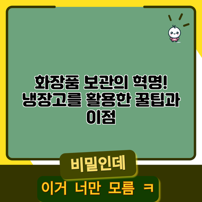 화장품 보관의 혁명! 냉장고를 활용한 꿀팁과 이점