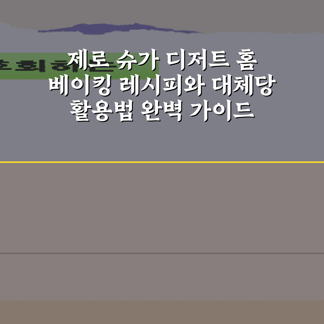 제로 슈가 디저트 홈 베이킹 레시피와 대체당 활용법 완벽 가이드