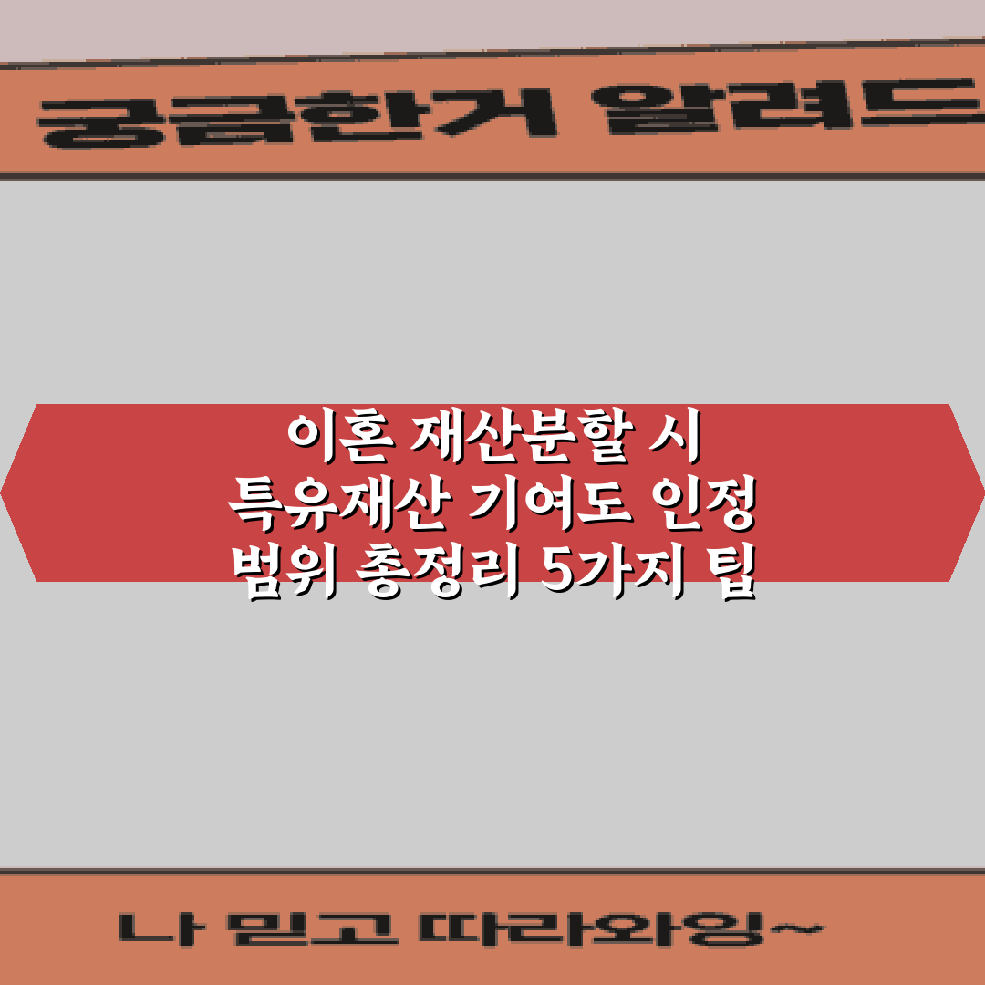 이혼 재산분할 시 특유재산 기여도 인정 범위 총정리 5가지 팁