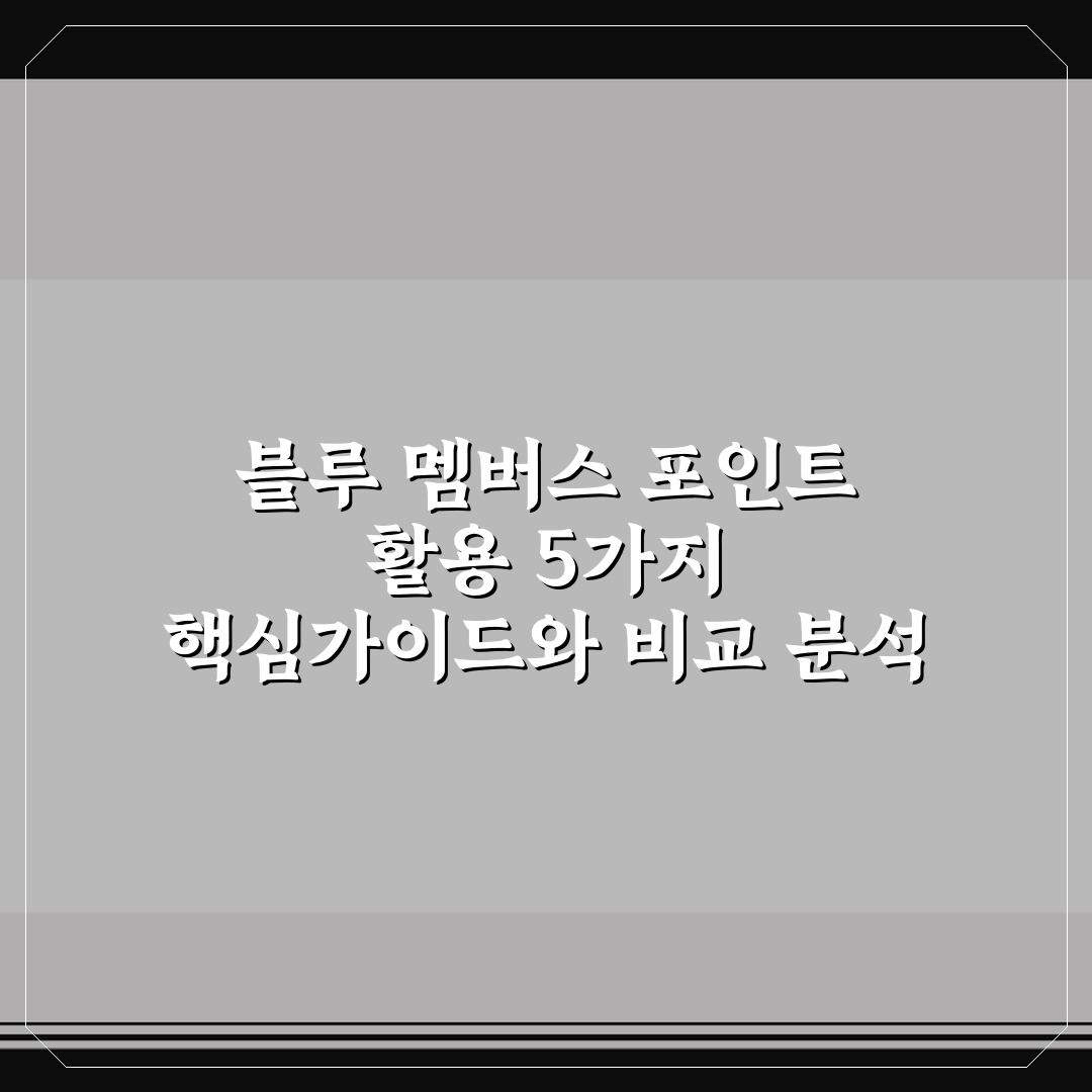 블루 멤버스 포인트 활용 5가지 핵심가이드와 비교 분석