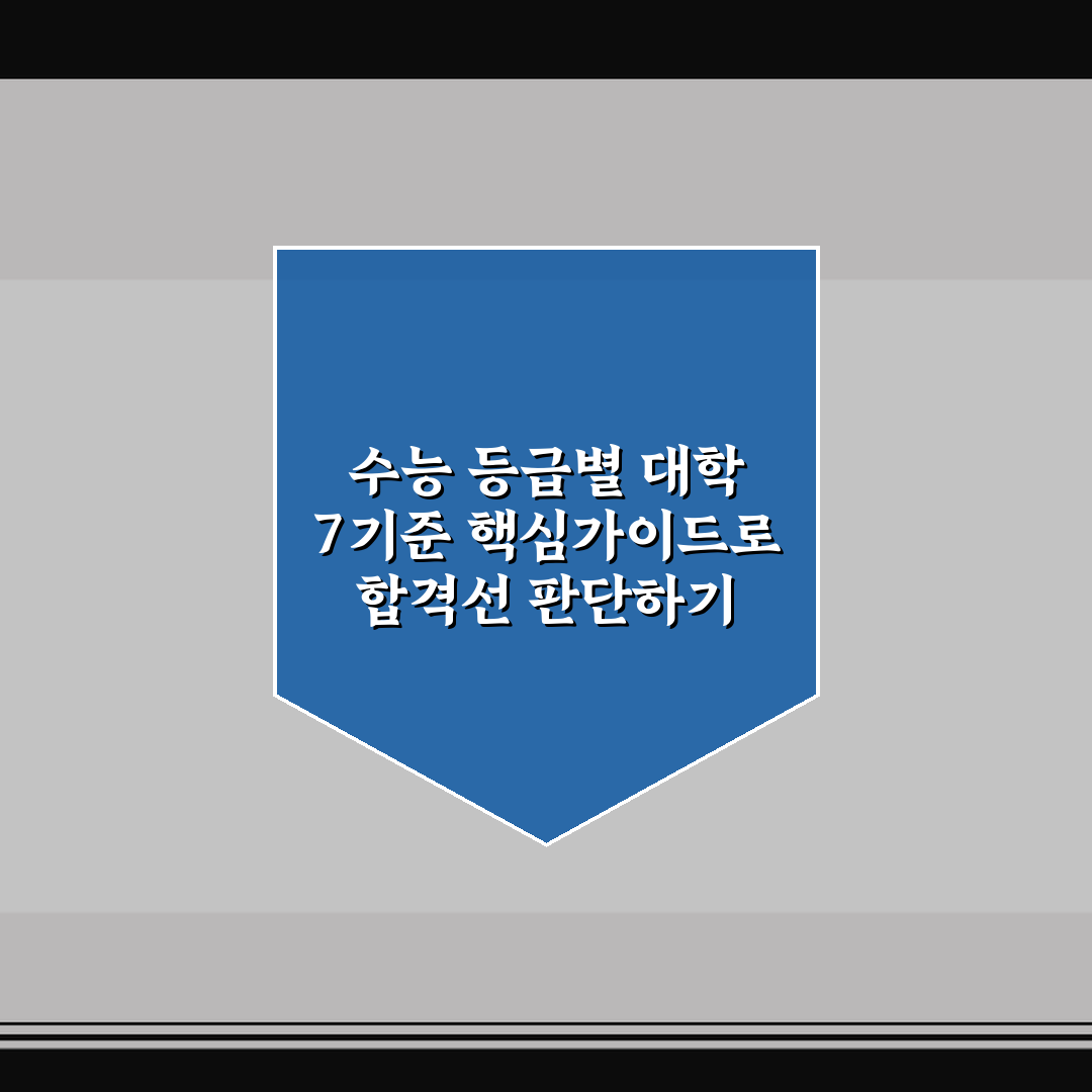 수능 등급별 대학 7기준 핵심가이드로 합격선 판단하기