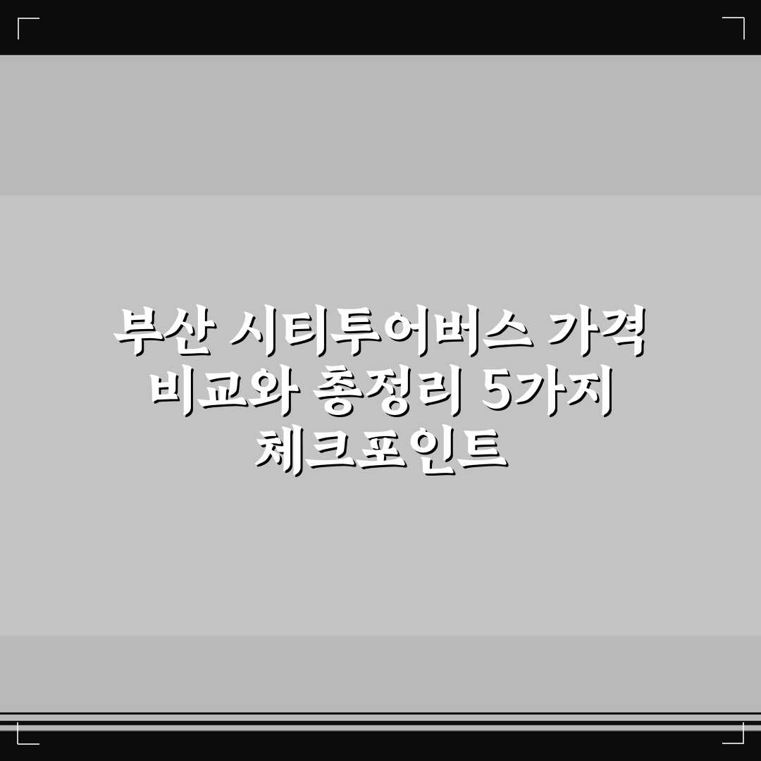 부산 시티투어버스 가격 비교와 총정리 5가지 체크포인트