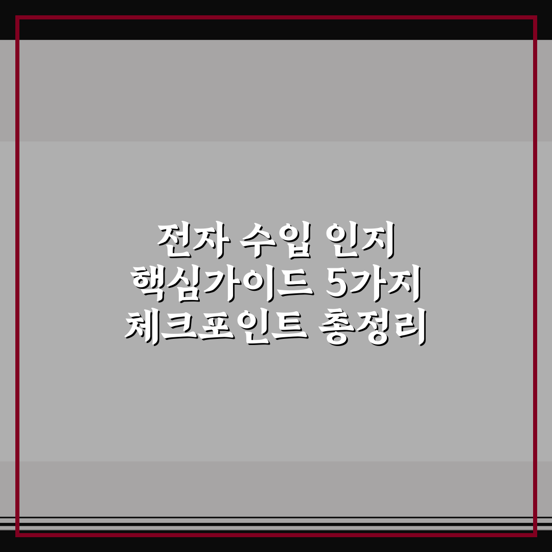 전자 수입 인지 핵심가이드 5가지 체크포인트 총정리